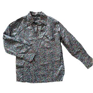 Obermeyer Wind Shirt Men Medium Gray Floral Nylon Pullover Vintage Made In Japan